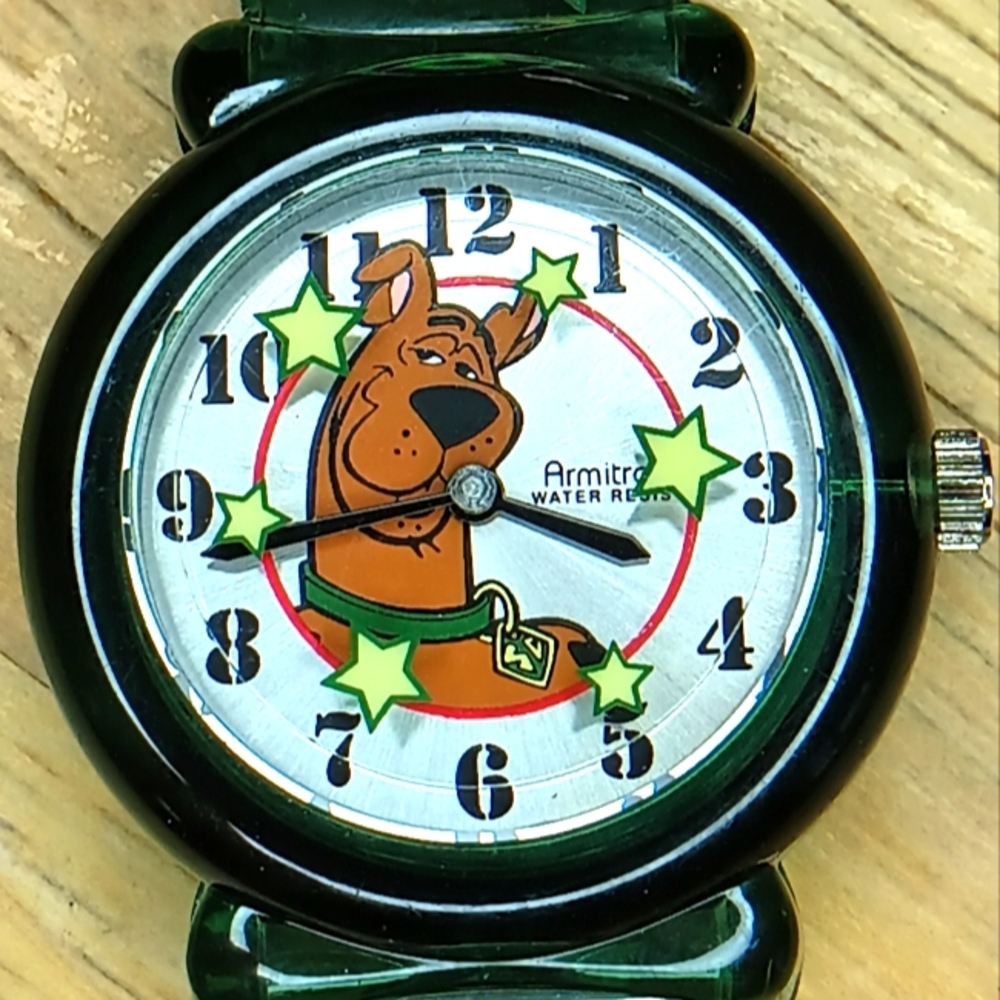 X Armitron Scooby Doo Green camouflage watch 3 (stars) hand movement jelly